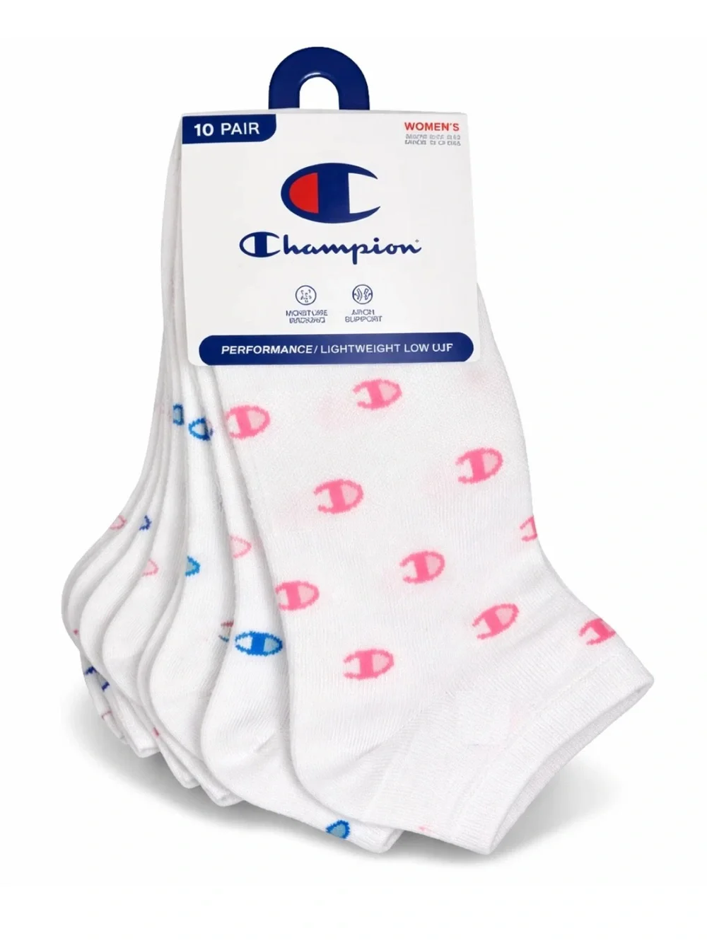 NWT Champion White Ankle Socks with mini logo multi color - 10 Pair